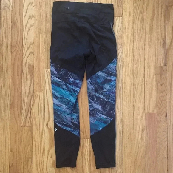 Lululemon leggings reflector stripe sz 6 new design cinch waist black and blue - Picture 6 of 8